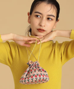 Casselini × Ray BEAMS / 別注 柄 ニット 巾着 ポーチ