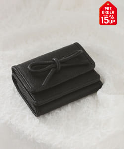 【+15%ポイントUP】【WEB限定】Hashibami / レザー リボン 3つ折り 財布