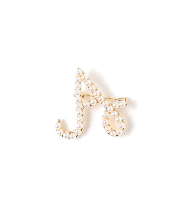 Ray BEAMS Ray BEAMS Chalulu Pearl Alphabet Brooch (Accessories 