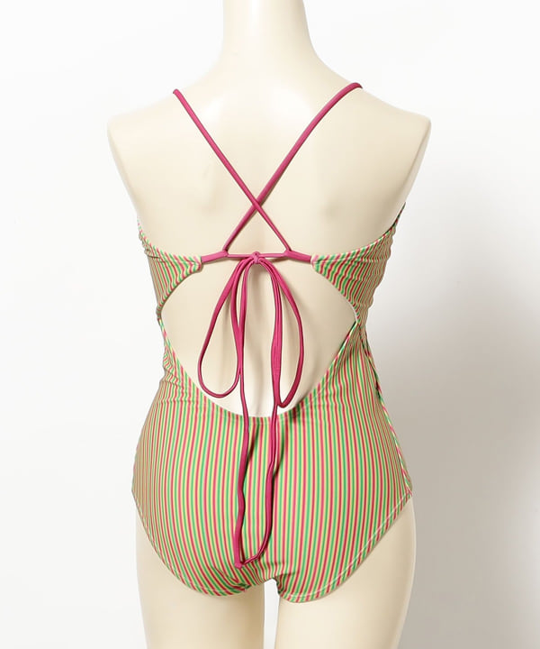 PISCESS / Flower Stripe One-Piece Swimsuit