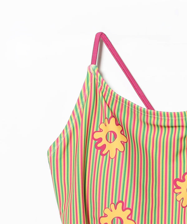PISCESS / Flower Stripe One-Piece Swimsuit