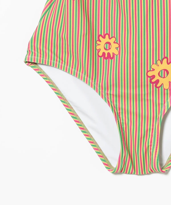 PISCESS / Flower Stripe One-Piece Swimsuit