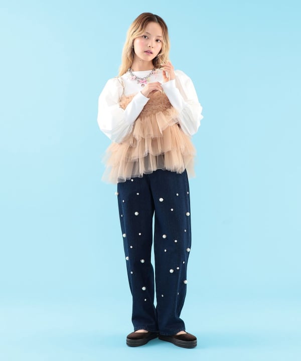 【+10%ポイントUP】2WAY チュール ビスチェ Model : H163 B77 W60 H83　Size : ONE SIZE