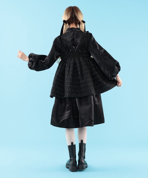 【+10%ポイントUP】ドット キルト柄 キャミソール Model : H163 B77 W60 H83　Size : ONE SIZE