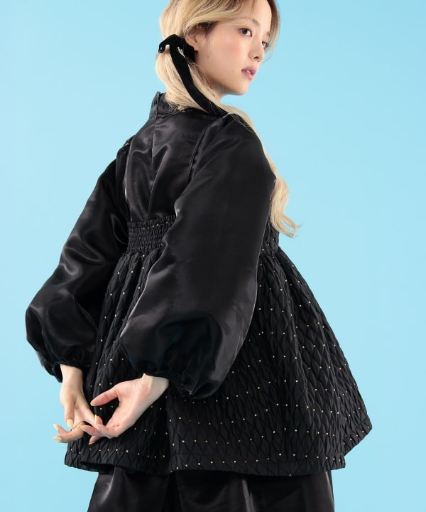 【+10%ポイントUP】ドット キルト柄 キャミソール Model : H163 B77 W60 H83　Size : ONE SIZE