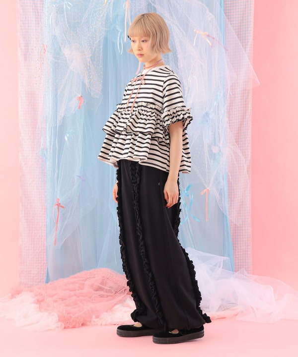 美品★カロリーナグレイザー★チュールカットソー 黒 CAROLINA GLASER（カロリナ グレイサー） tシャツ ドットチュール