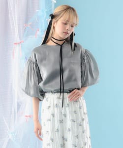 【+10%ポイントUP】オーガンジー バルーンスリーブ プルオーバー ブラウス