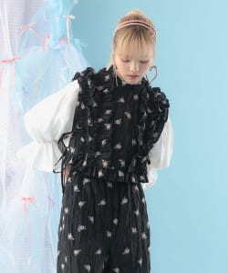 【+10%ポイントUP】フラワー フリル ベスト