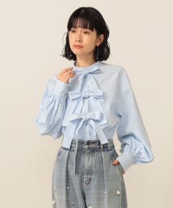 リボン コットン ブラウス