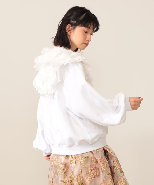 カロリナグレイサー　ビームス　beams レース襟 裏毛プルオーバー　フリー CAROLINA GLASER（カロリナ グレイサー）レース襟付き
