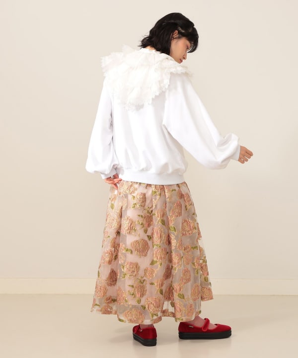カロリナグレイサー　ビームス　beams レース襟 裏毛プルオーバー　フリー CAROLINA GLASER CAROLINA GLASER Cotton Blouse (Shirts