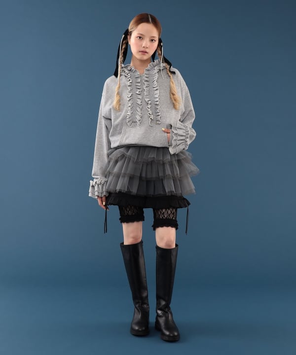フリル プルオーバー スウェット Model : H163 B77 W60 H83　Size : ONE SIZE