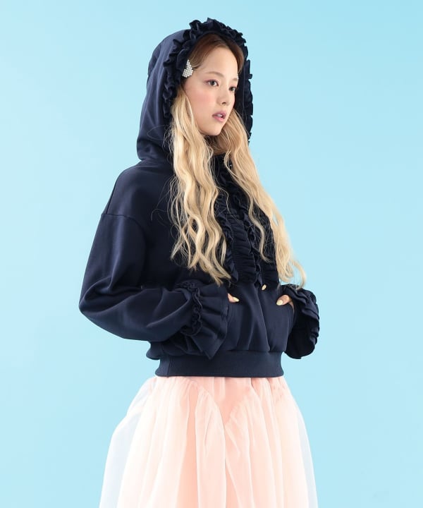 フリル プルオーバー スウェット Model : H163 B77 W60 H83　Size : ONE SIZE
