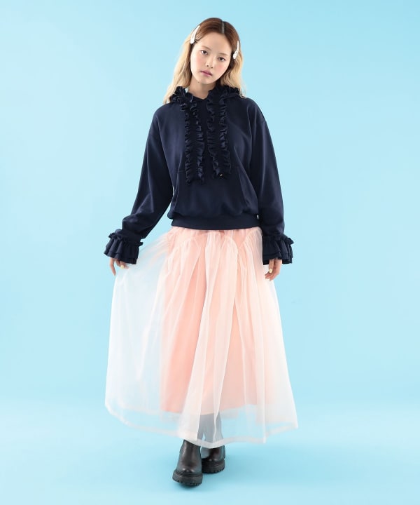 フリル プルオーバー スウェット Model : H163 B77 W60 H83　Size : ONE SIZE