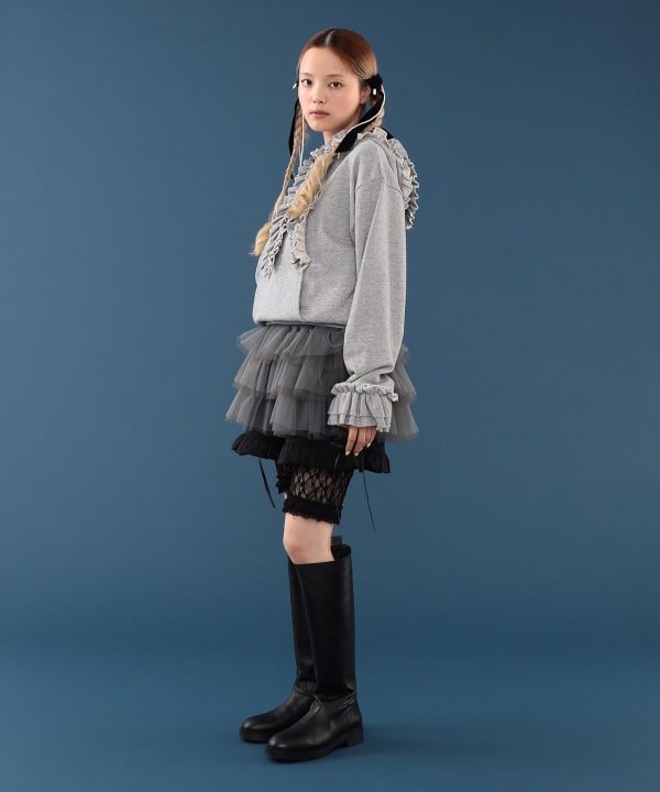 フリル プルオーバー スウェット Model : H163 B77 W60 H83　Size : ONE SIZE