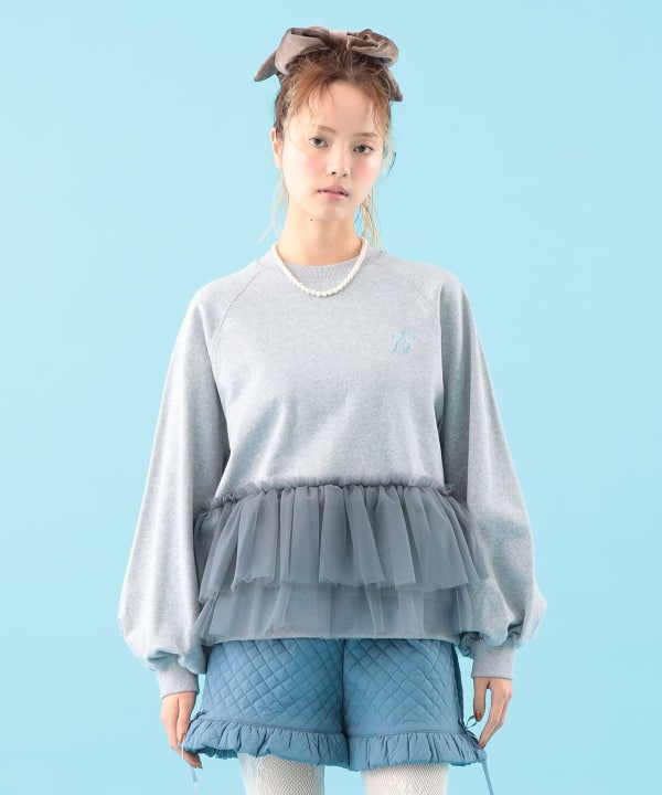 チュール フリル スウェット Model : H163 B77 W60 H83　Size : ONE SIZE