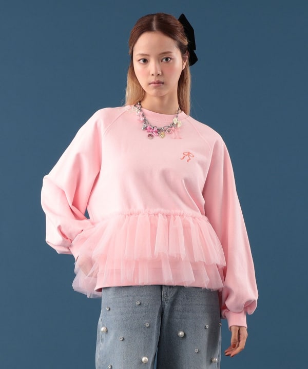 チュール フリル スウェット Model : H163 B77 W60 H83　Size : ONE SIZE