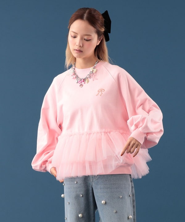 チュール フリル スウェット Model : H163 B77 W60 H83　Size : ONE SIZE