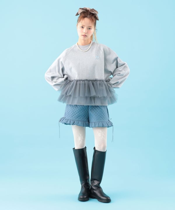 チュール フリル スウェット Model : H163 B77 W60 H83　Size : ONE SIZE
