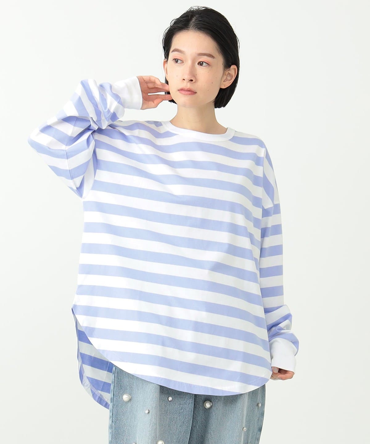 【6/19新規値下げ】NO.プリント コットン ロングTシャツ Tシャツ・カットソー WOMEN SAX ONE SIZE 【6/19新規値下げ】NO.プリント コットン ロングTシャツ Tシャツ・カットソー WOMEN SAX ONE SIZE