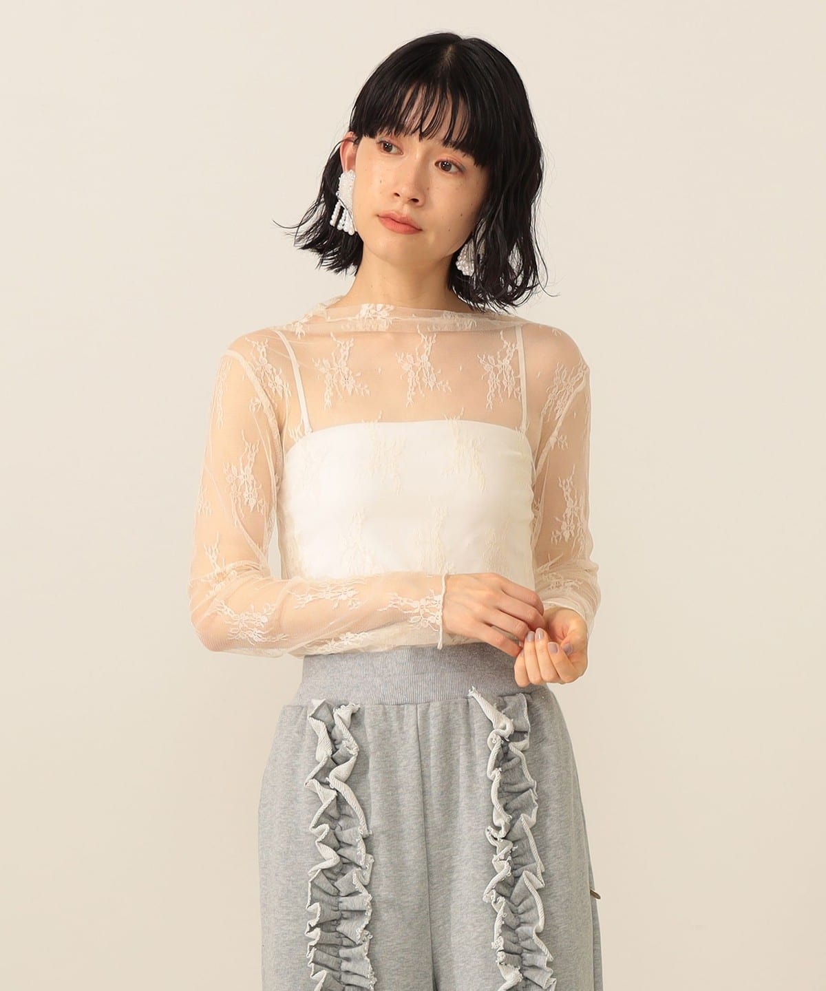 フラワーシアーロングスリーブTシャツ フラワーシアーロングスリーブTシャツ