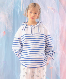 ボーダー リボン ロングスリーブ カットソー