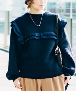 CAROLINA GLASER / 柄編ニット プリーツ プルオーバー