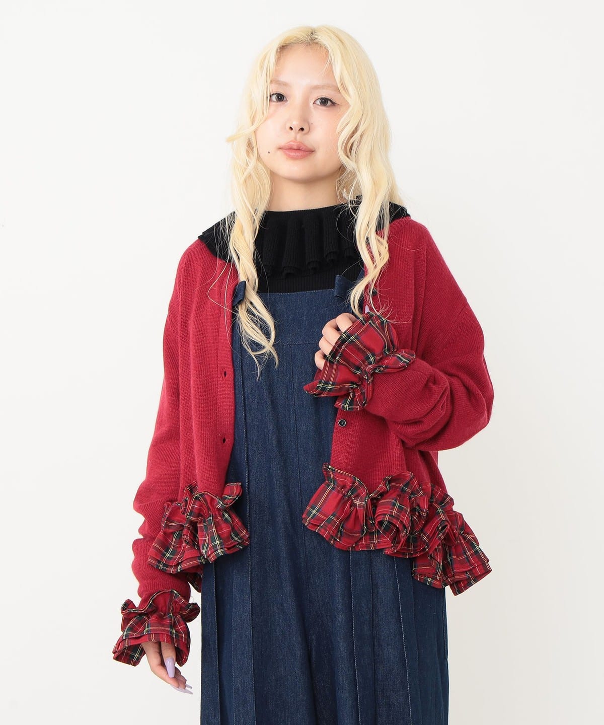 CAROLINA GLASER（カロリナ グレイサー）チェックフリルカーディガン