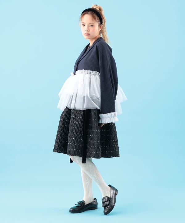 【+10%ポイントUP】裾チュール ジャケット Model : H163 B77 W60 H83　Size : ONE SIZE