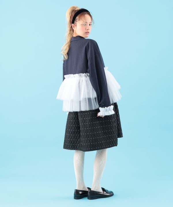 【+10%ポイントUP】裾チュール ジャケット Model : H163 B77 W60 H83　Size : ONE SIZE