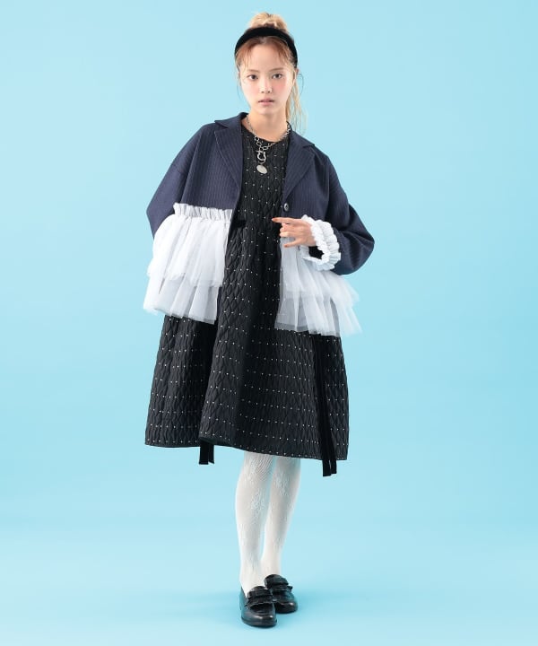 【+10%ポイントUP】裾チュール ジャケット Model : H163 B77 W60 H83　Size : ONE SIZE