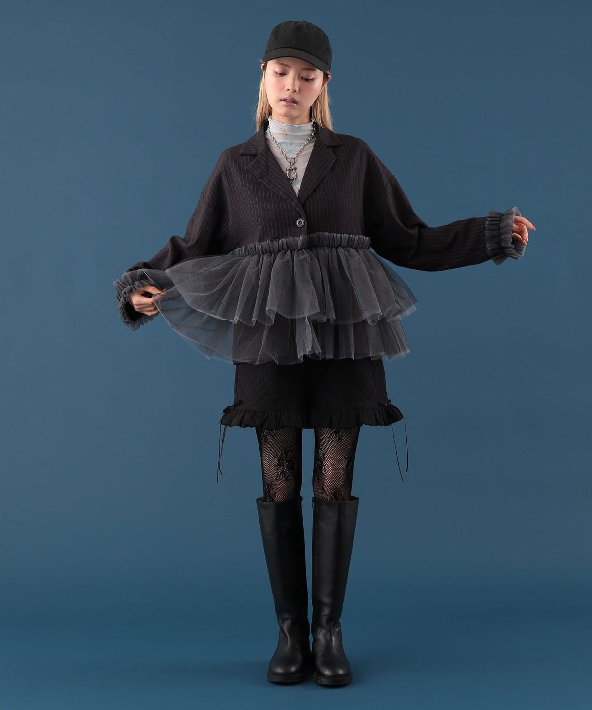 25ss チュールロングジャケット CAROLINA GLASER（カロリナ グレイサー）【ノベルティ対象】 裾