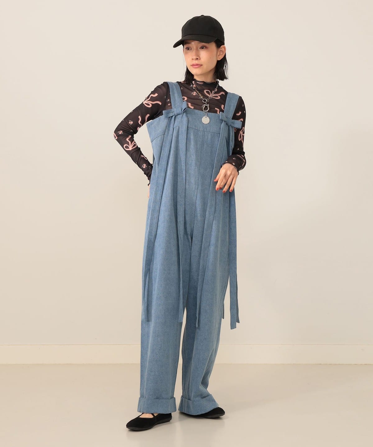 ロングリボン サロペット パンツ WOMEN BLUE ONE SIZE ロングリボン サロペット パンツ WOMEN BLUE ONE SIZE