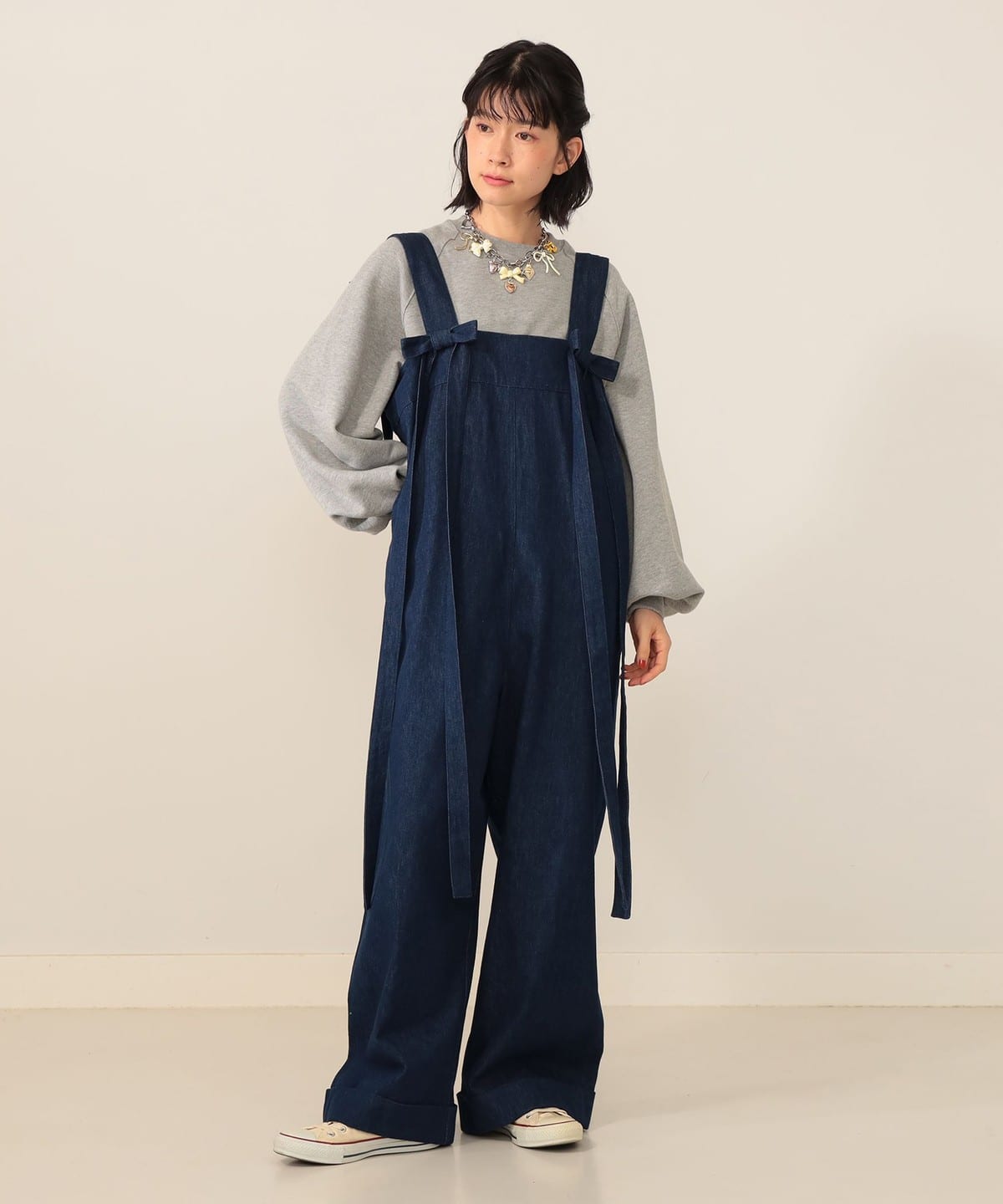ロングリボン サロペット パンツ WOMEN INDIGO ONE SIZE ロングリボン サロペット パンツ WOMEN INDIGO ONE SIZE