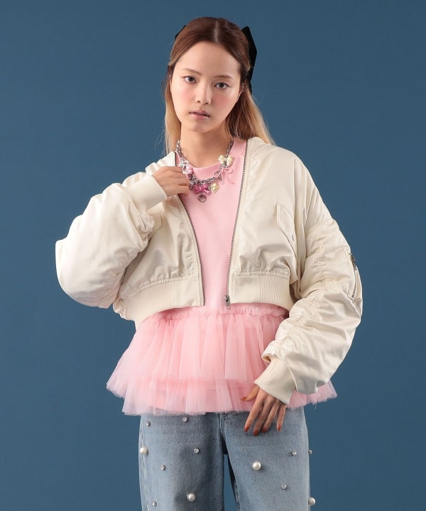 ショート ブルゾン Model : H163 B77 W60 H83　Size : ONE SIZE
