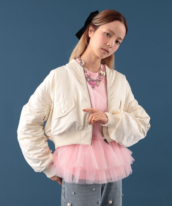 ショート ブルゾン Model : H163 B77 W60 H83　Size : ONE SIZE