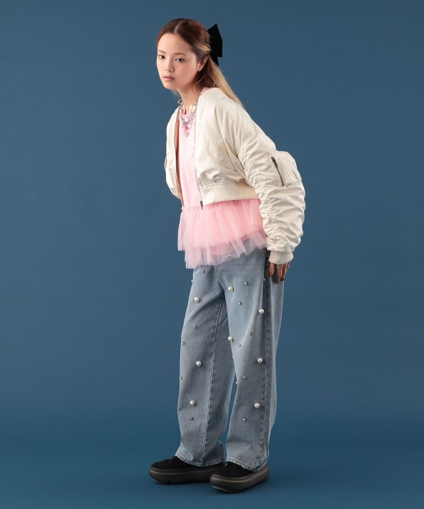 ショート ブルゾン Model : H163 B77 W60 H83　Size : ONE SIZE