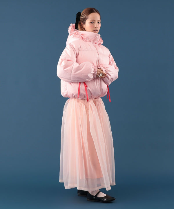 カラー 中綿 フード ブルゾン Model : H163 B77 W60 H83　Size : ONE SIZE