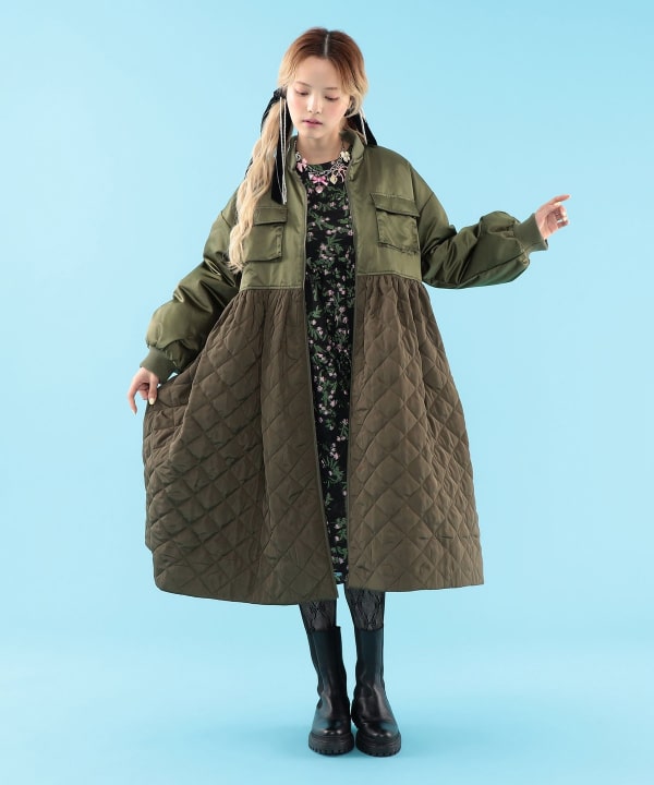 【+10%ポイントUP】キルティング コート Model : H163 B77 W60 H83　Size : ONE SIZE