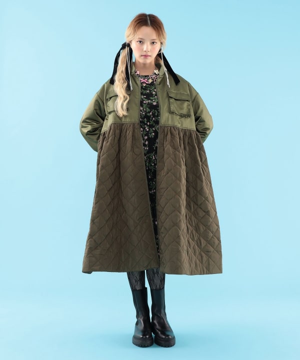 【+10%ポイントUP】キルティング コート Model : H163 B77 W60 H83　Size : ONE SIZE