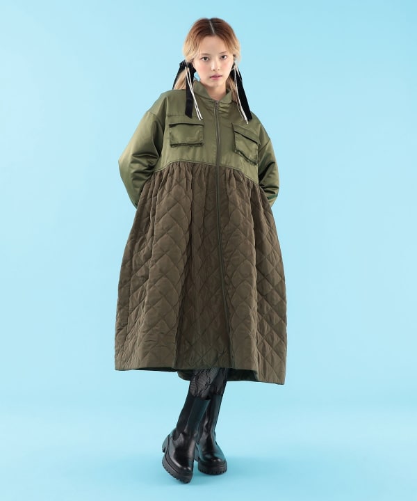 【+10%ポイントUP】キルティング コート Model : H163 B77 W60 H83　Size : ONE SIZE