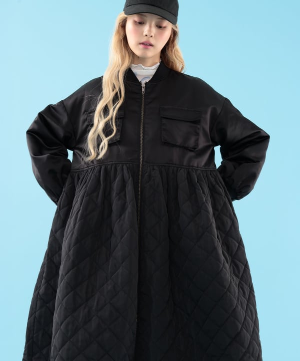 【+10%ポイントUP】キルティング コート Model : H163 B77 W60 H83　Size : ONE SIZE