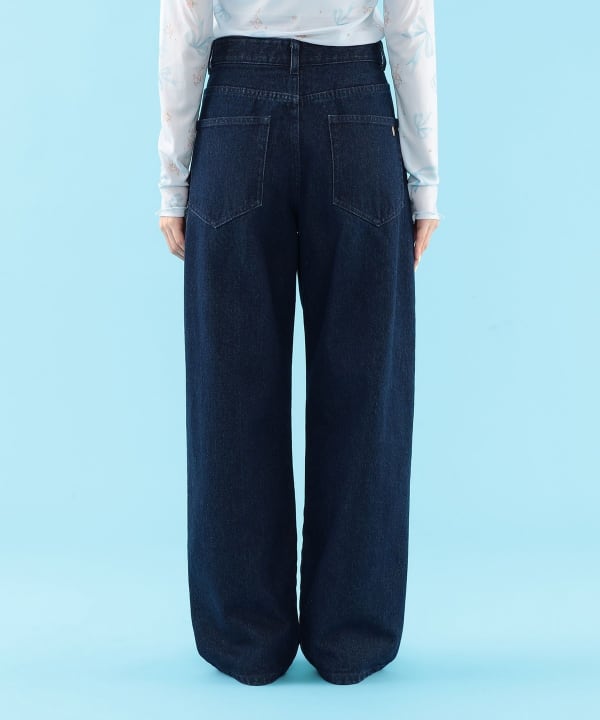 【+10%ポイントUP】パール & ビジュー デニム パンツ Model : H163 B77 W60 H83　Size : ONE SIZE