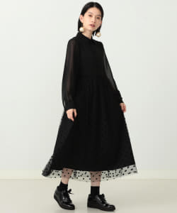 CAROLINA GLASER / フロッキードット シャツワンピース