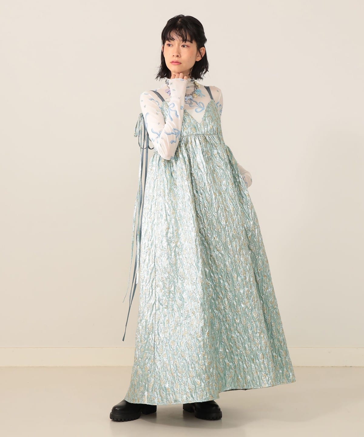 CAROLINA GLASER（カロリナ グレイサー）ラメ バックリボン