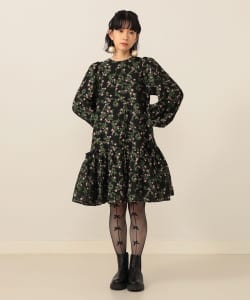 【+15%ポイントUP】フラワージャカード ミニワンピース