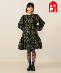 【+15%ポイントUP】フラワージャカード ミニワンピース