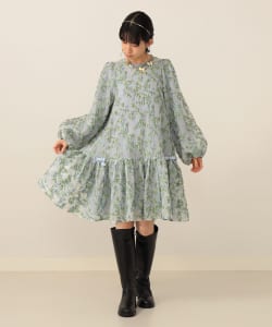 【+15%ポイントUP】フラワージャカード ミニワンピース