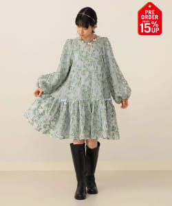 【+15%ポイントUP】フラワージャカード ミニワンピース