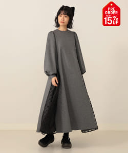 【+15%ポイントUP】サイド異素材切り替え カットソーワンピース